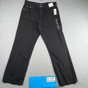Aero Postale Black Denim Jeans High Rise Baggy Non Stretch Womens Size 14 New
